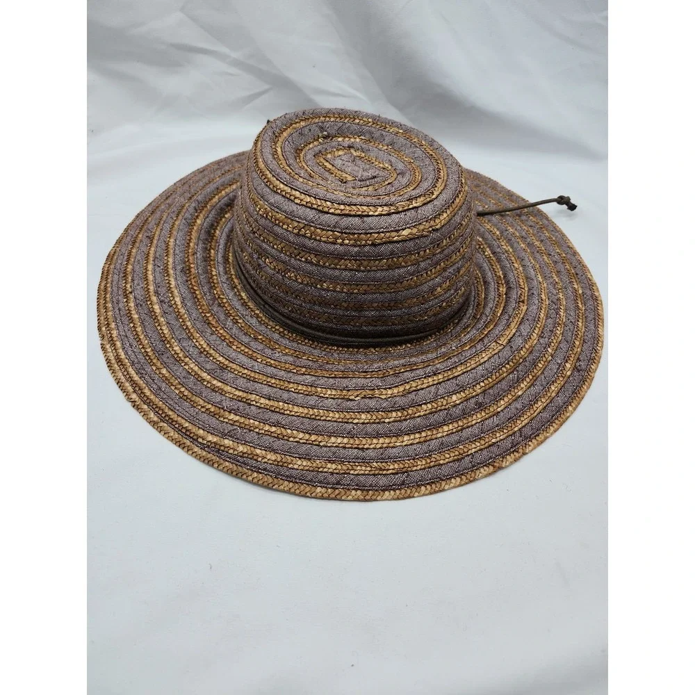 Pins and Needles Straw Wide Brim Hat Boho Woven Sun Hat Neutral One Size Beach